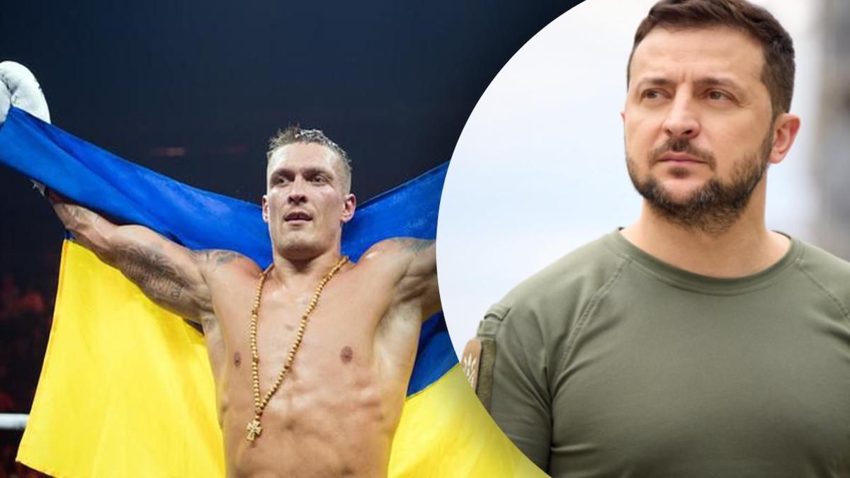 Александр Усик и Владимир Зеленский / фотоколлаж из открытых источников Александр Усик и Владимир Зеленский / фотоколлаж из открытых источников