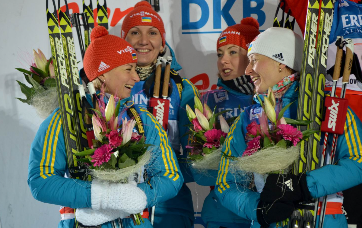 Джима, Підгрушна та сестри Семеренко / Фото: biathlon.com.ua/Maria Osolodkina